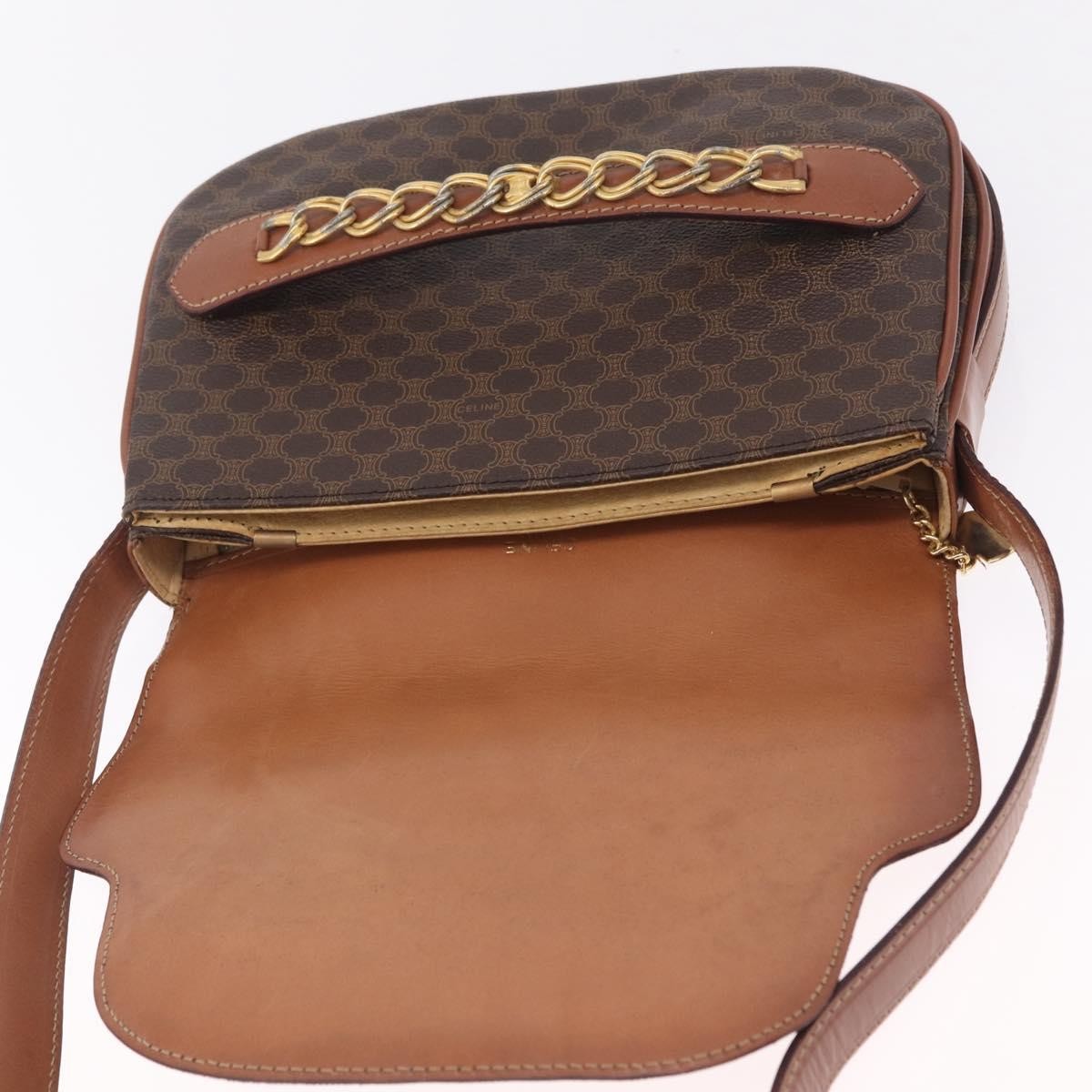 Celine Macadam Shoulder Canvas, Brown, Canvas, Crossbody Bag