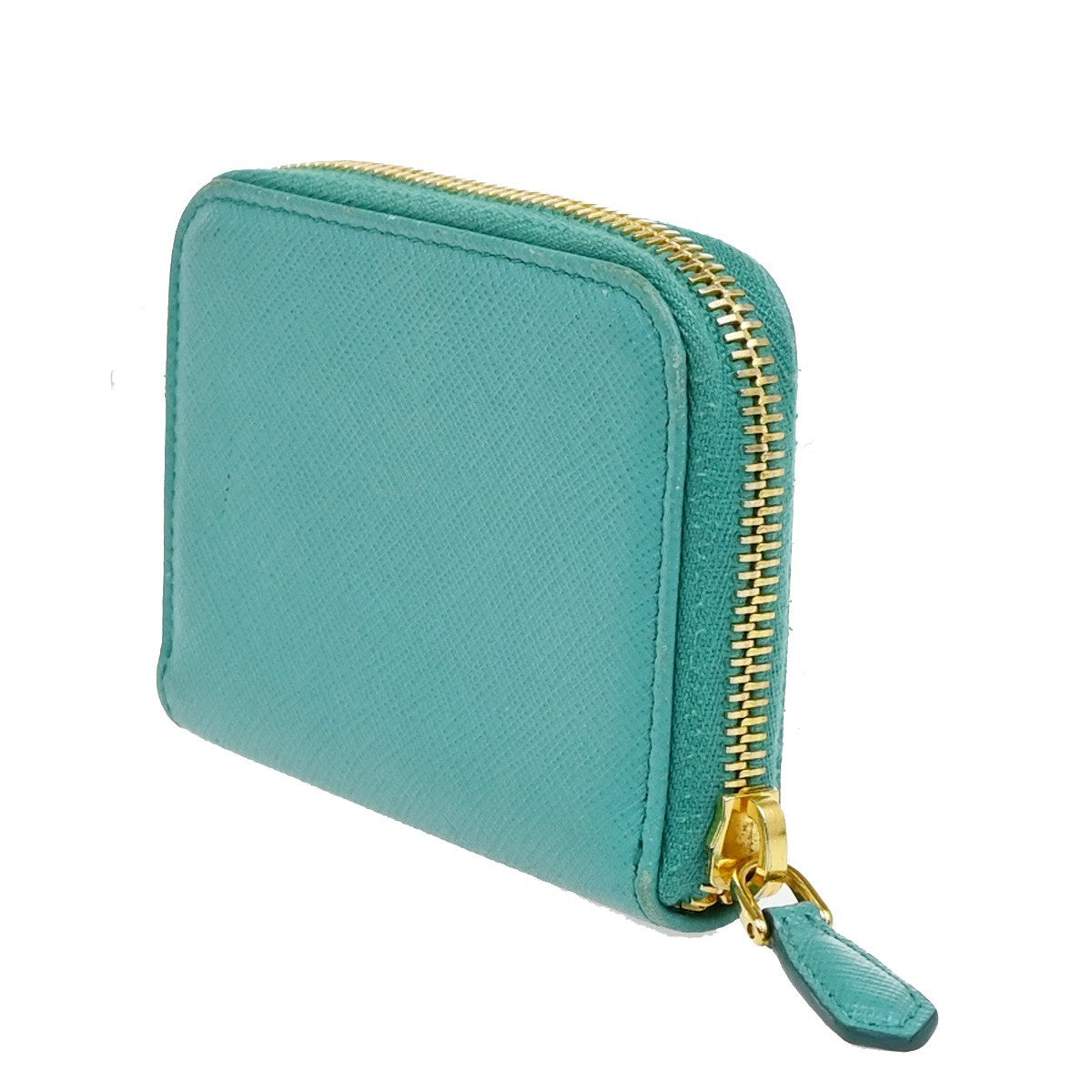 Prada Zip Around Saffiano Leather, Blue, Leather, Wallet