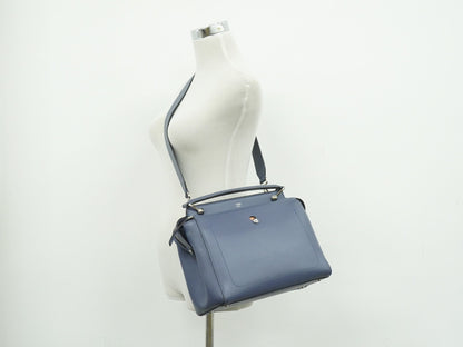 Fendi DotCom Convertible Satchel Leather, Blue, Leather, Handbag