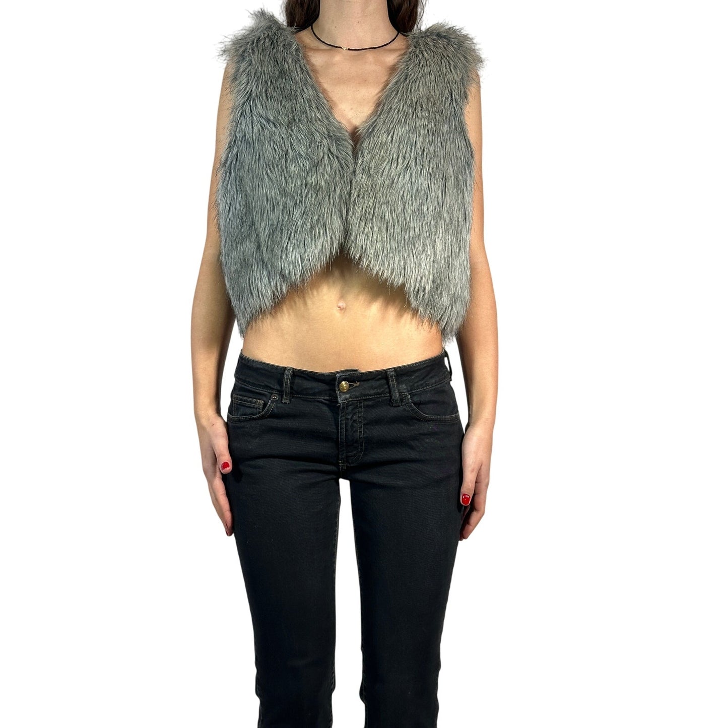 KENNETH COLE Cropped Faux Fur Vest