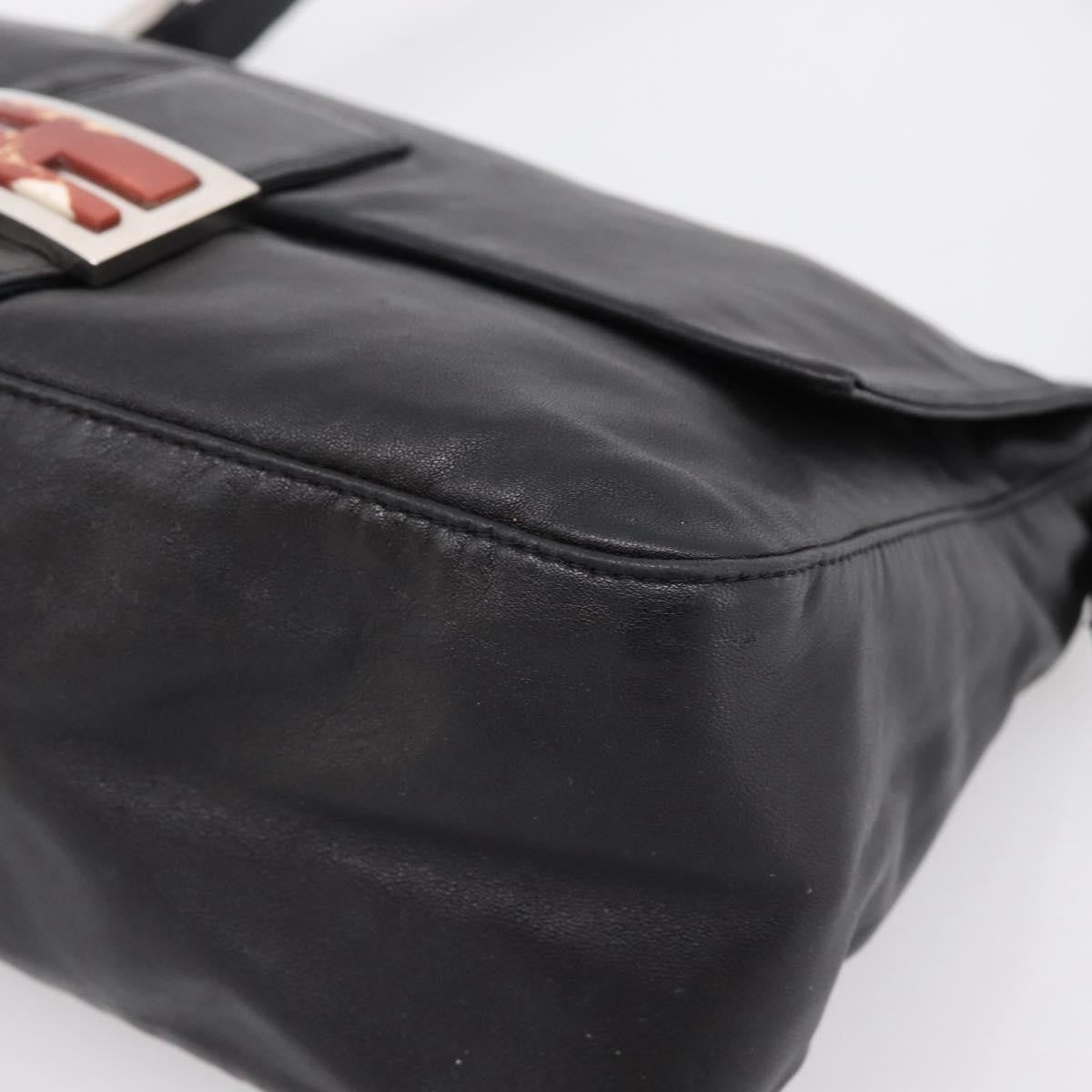 Fendi Mamma Baguette Zucca Jacquard Velvet, Black, Leather, Shoulder Bag
