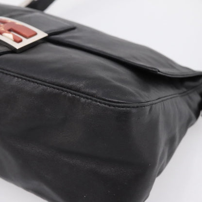 Fendi Mamma Baguette Zucca Jacquard Velvet, Black, Leather, Shoulder Bag