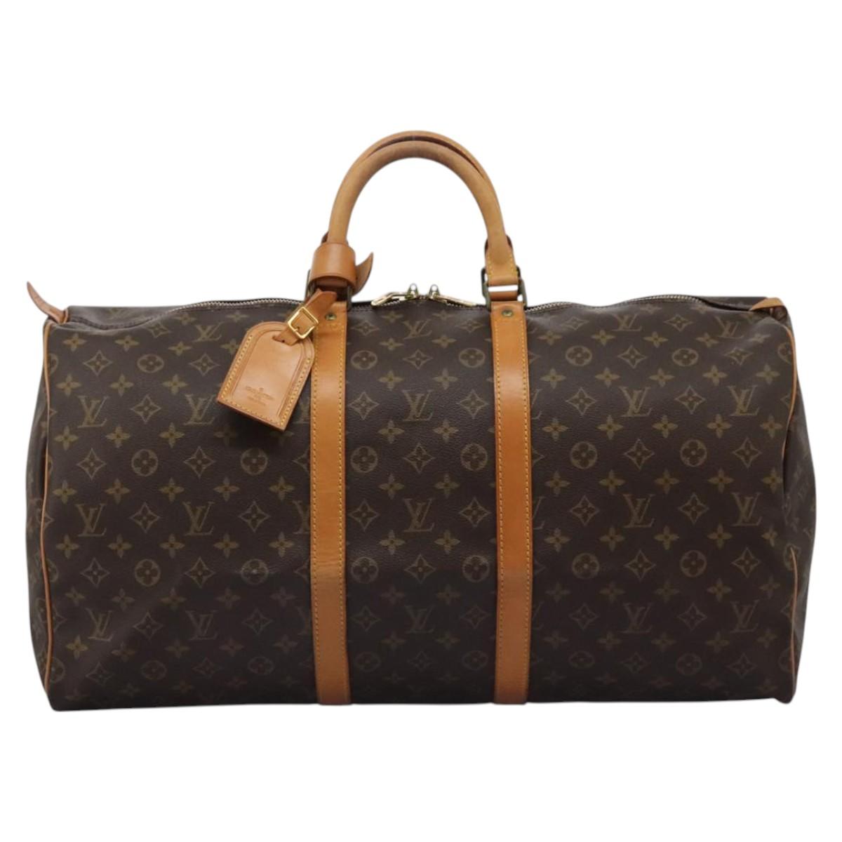 Louis Vuitton Keepall Bag Monogram Canvas, BROWN, CANVAS, Travel bag