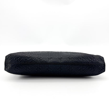Loewe T Pouch Anagram Embossed Patent, Black, Leather, Clutch