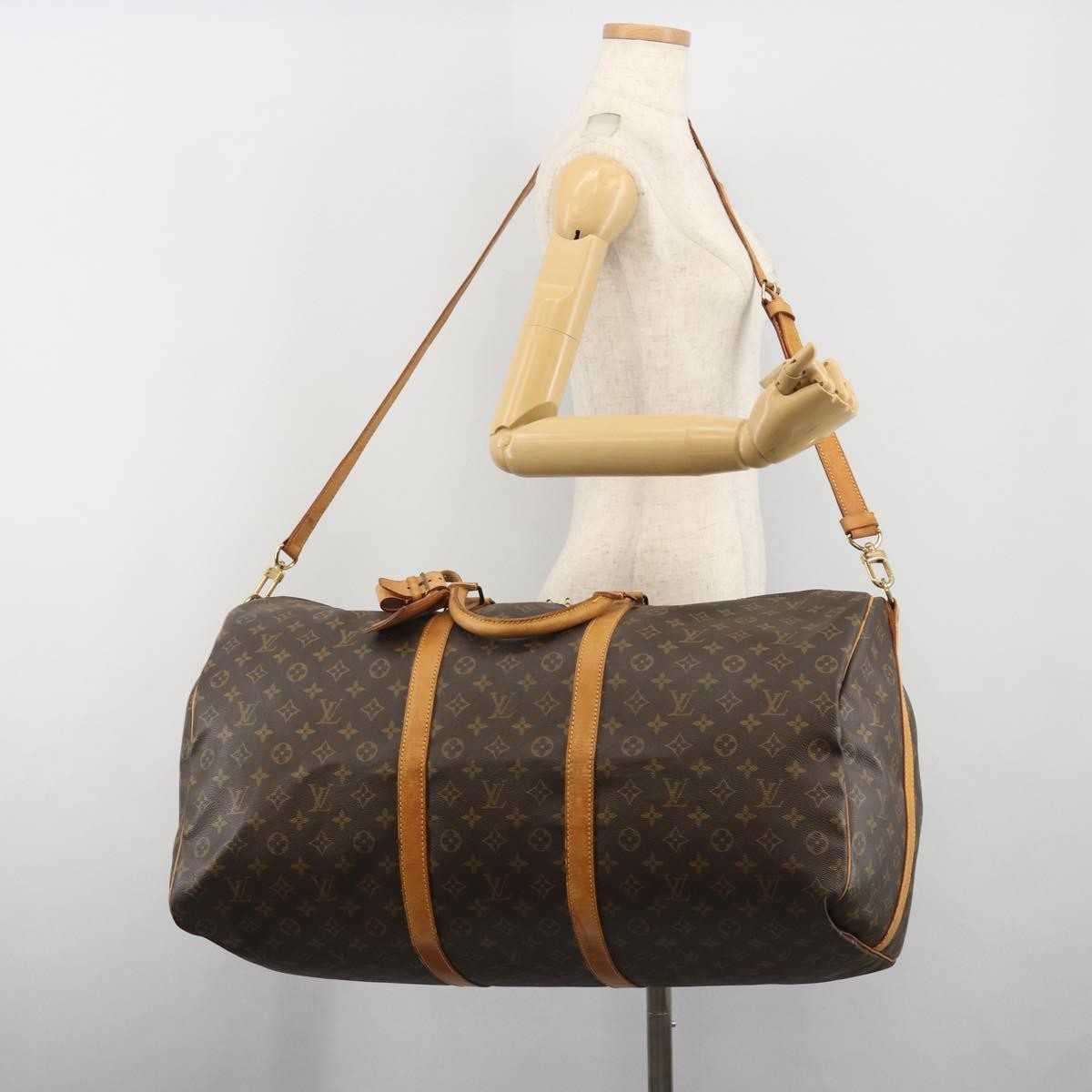 Louis Vuitton Keepall Bandoulière Monogram, Brown, Canvas, Travel Bag