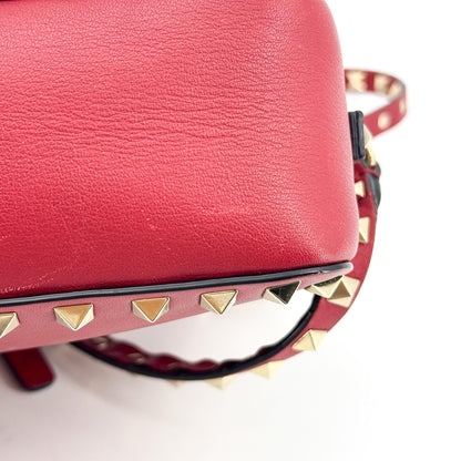 Valentino Garavani Rockstud Camera Leather, Red, Leather, Crossbody Bag