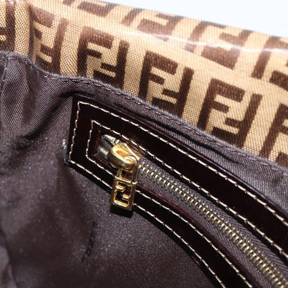 Fendi Mamma Baguette Zucca patent leather, Beige, Canvas, Shoulder Bag