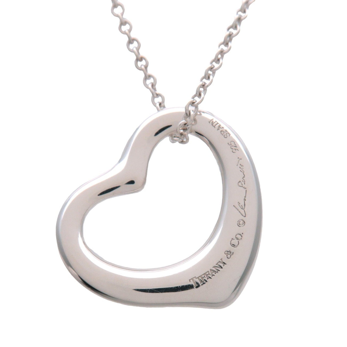 Tiffany & Co. Elsa Peretti Open Heart Pendant Sterling Silver, Silver, Sterling Silver, Necklace