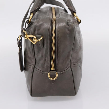 Prada Convertible Bauletto Vitello Shine, Gray, Leather, Handbag