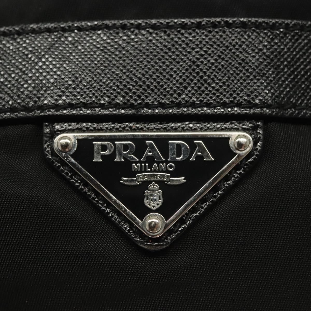 Prada Double Pocket Drawstring Tessuto, Black, Nylon, Shoulder Bag
