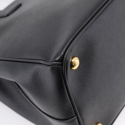 Prada Galleria Double Zip Saffiano Leather, Black, Leather, Tote Bag