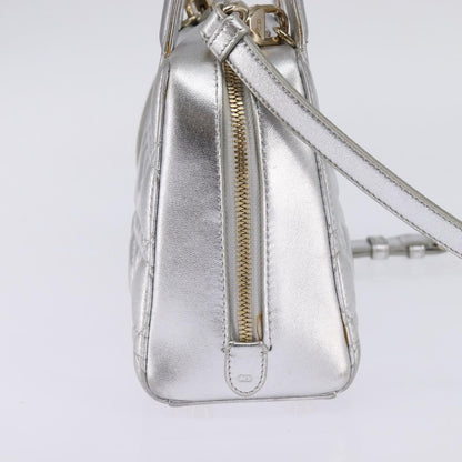Christian Dior Cannage Granville Mini Bowling Bag Metallic Leather, Silver, Leather, Crossbody Bag