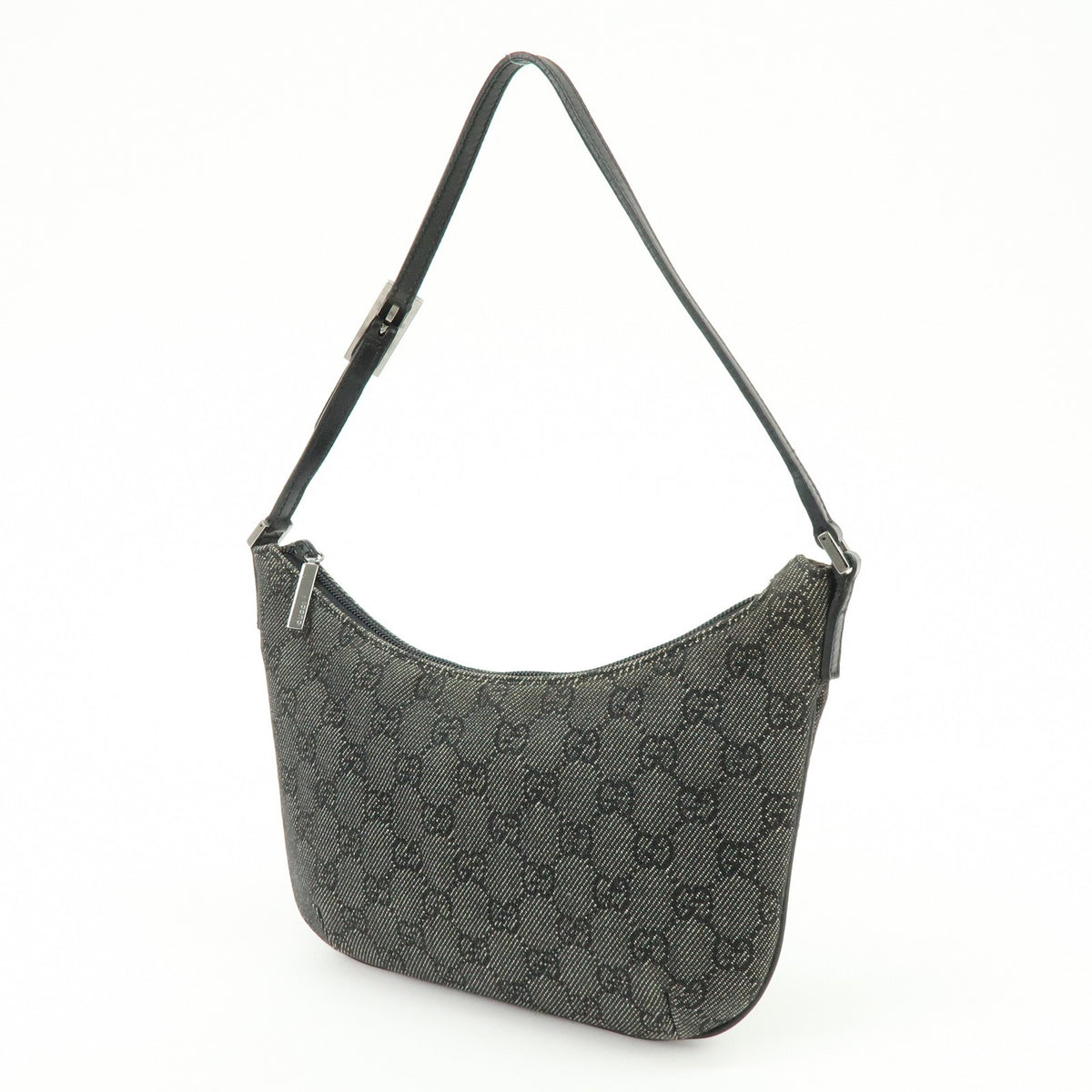 Gucci Horsebit Slim GG Denim with Leather, Black, Leather, Shoulder Bag