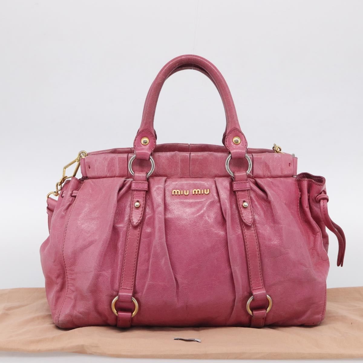 Miu Miu Vitello Lux Leather, Pink, Leather, Handbag