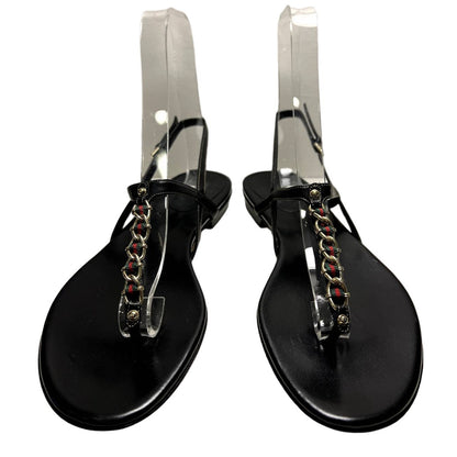 Сандалии Gucci Flat с Т-образным ремешком, размер 37,5, черные