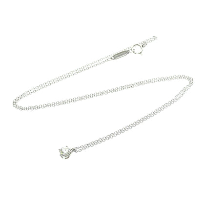Tiffany & Co. Solitaire Pendant Platinum with Emerald Cut Diamond, Silver, Platinum, Necklace