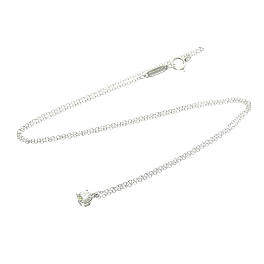 Tiffany & Co. Solitaire Pendant Platinum with Emerald Cut Diamond, Silver, Platinum, Necklace