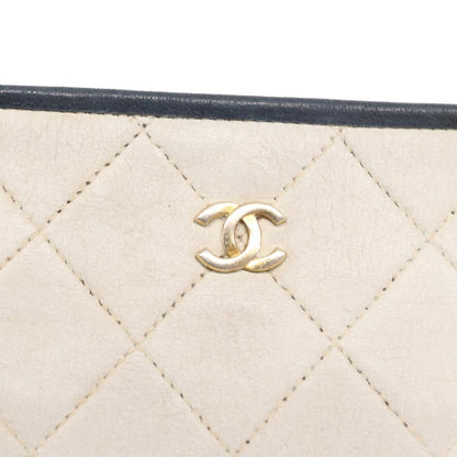Chanel Chain Leather, White, Leather, Shoulder Bag
