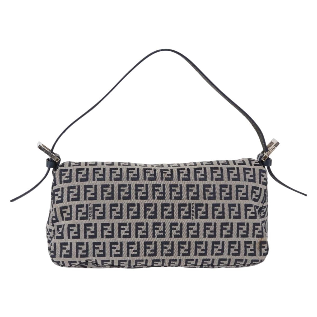 Fendi Baguette Zucchino Canvas, Navy, Canvas, Handbag