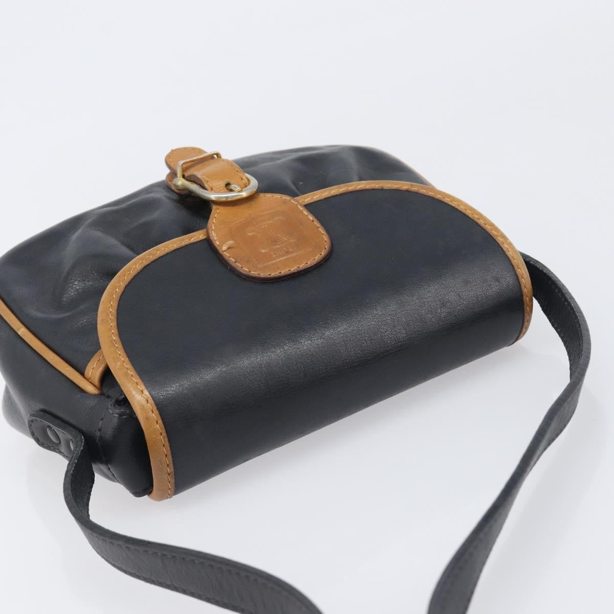 Celine Flap Shoulder Leather, Black, Leather, Shoulder Bag