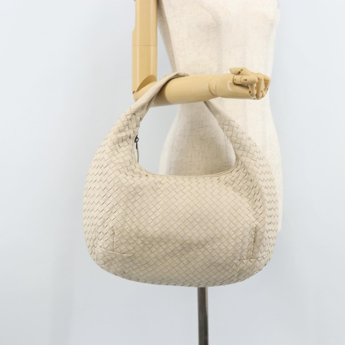 Bottega Veneta Zip Hobo Intrecciato, White, Leather, Handbag