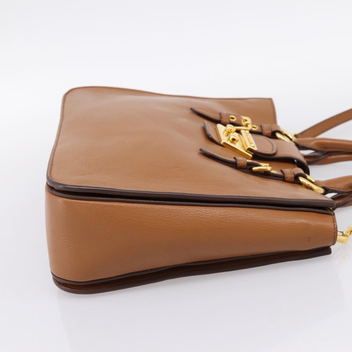 Miu Miu Madras Convertible Lock Leather, Brown, Leather, Tote Bag