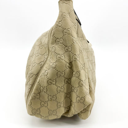 Gucci D Gold Hobo Guccissima Leather, Beige, Leather, Shoulder Bag