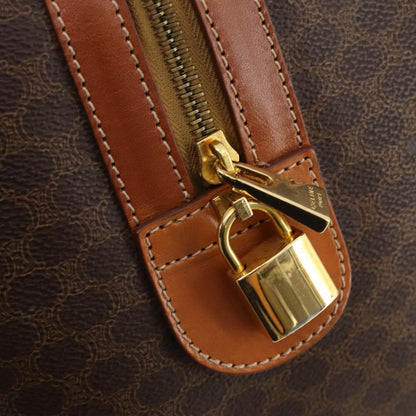 Celine Vintage Duffle Canvas and Leather, Brown, Canvas, Travel Bag