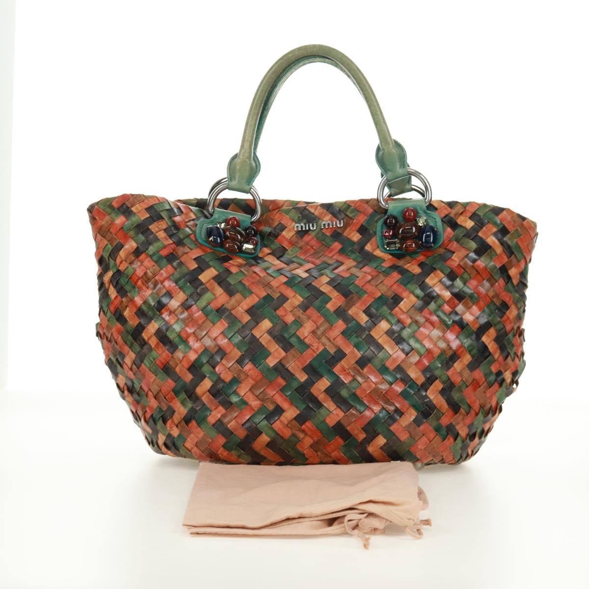 Miu Miu Chain Handle Pleated Leather, Multicolour, Leather, Handbag