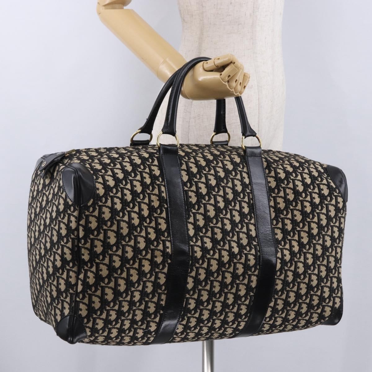 Christian Dior Convertible Boston Oblique Canvas, Black, Canvas, Travel Bag