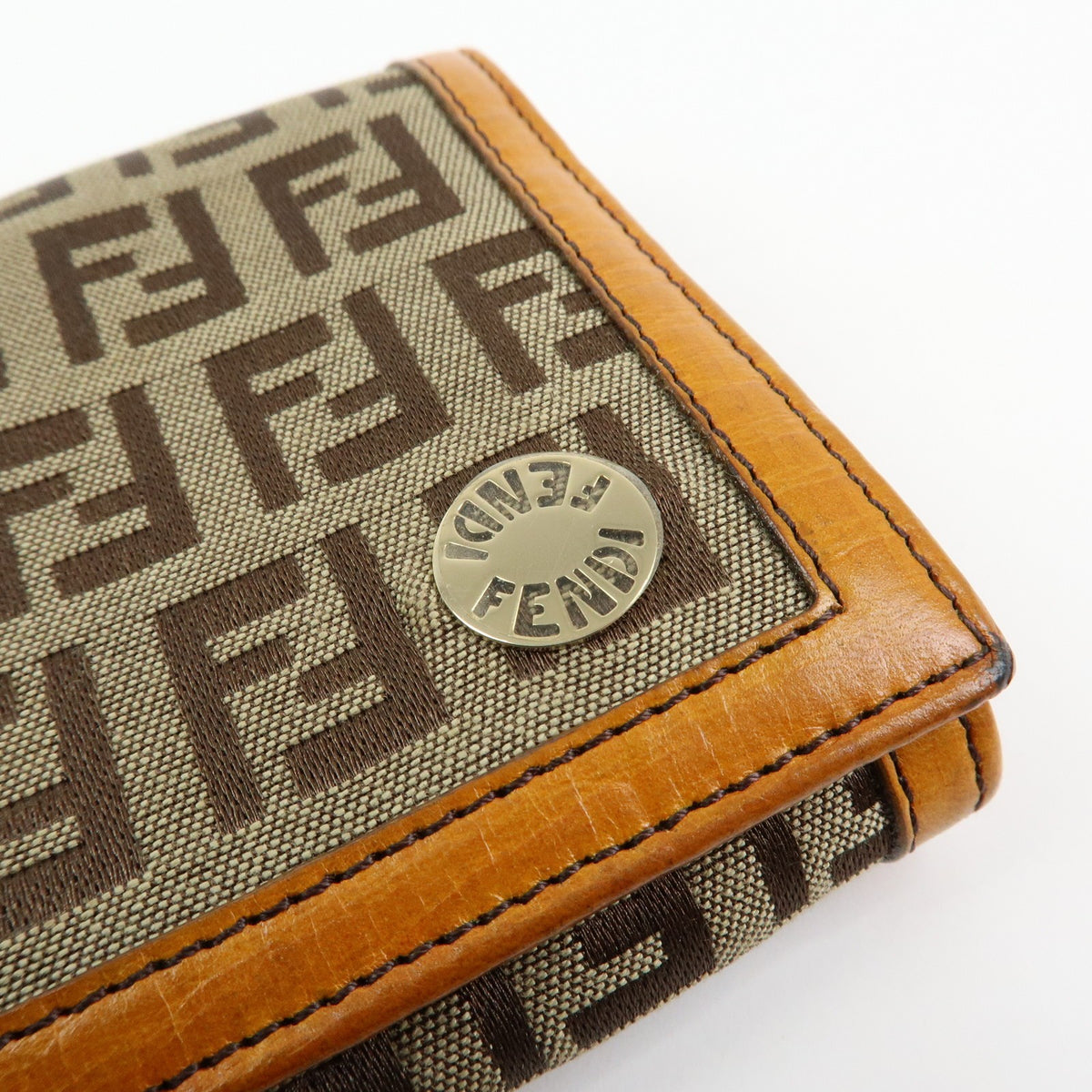 Fendi Bifold Zucca Coated Canvas, Beige, Canvas, Wallet