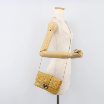 Christian Dior New Lock Cannage Quilt Patent, Yellow, Patent Leather, Clutch