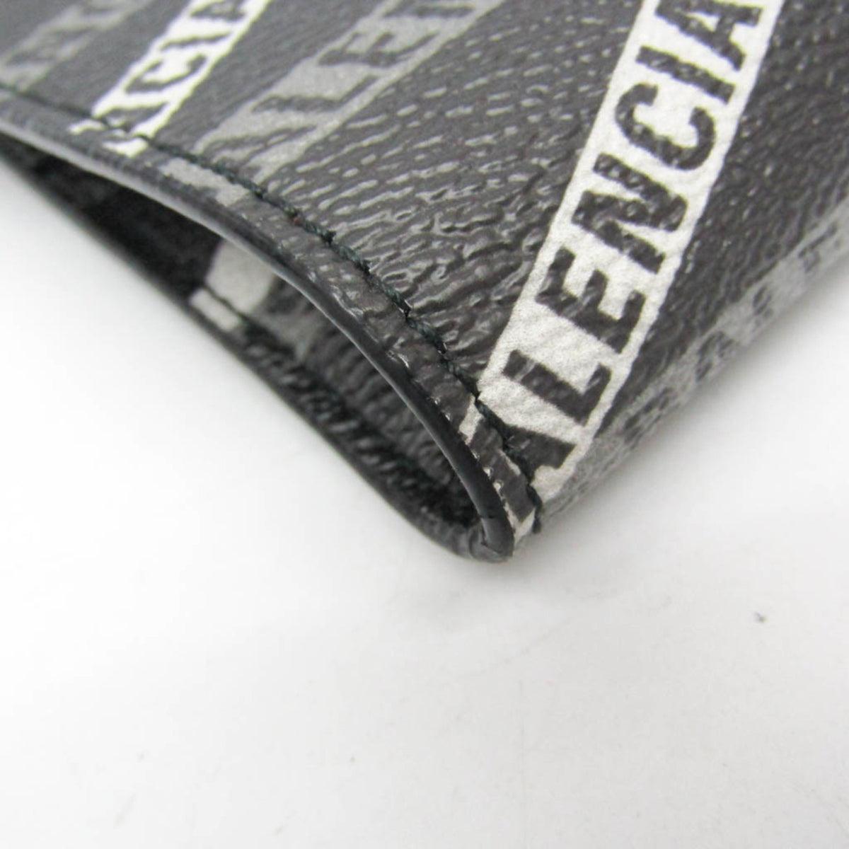 Balenciaga Fold Over Monogram Printed Leather, Black, Leather, Tote Bag