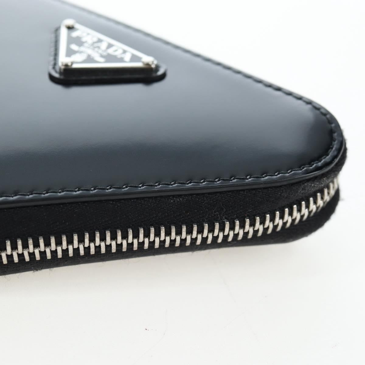 Prada Triangle Logo Zip Embossed Leather, Black, Leather, Shoulder Bag