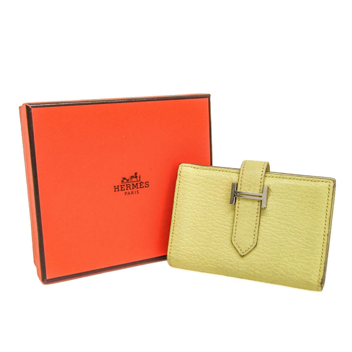 Hermes Bearn Chevre Mysore, Yellow, Leather, Wallet