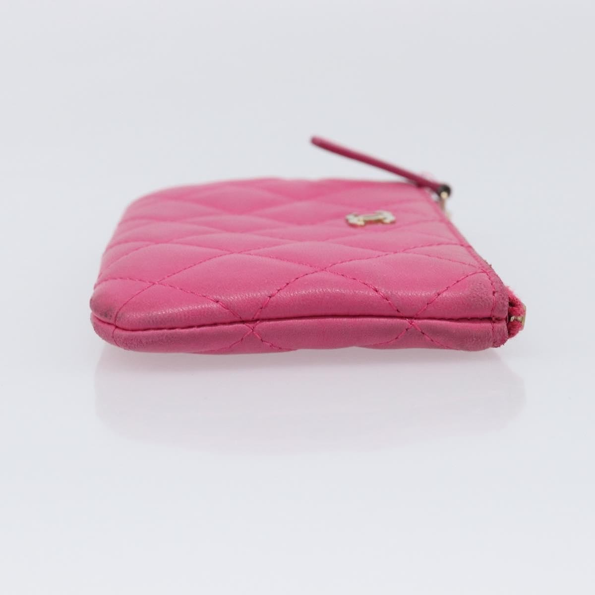 Chanel CC Zip Coin Purse Quilted Lambskin, Pink, Leather, Wallet