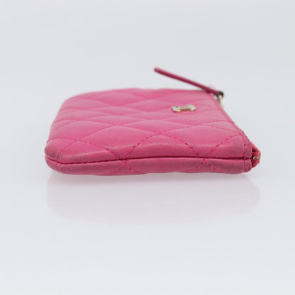 Chanel CC Zip Coin Purse Quilted Lambskin, Pink, Leather, Wallet