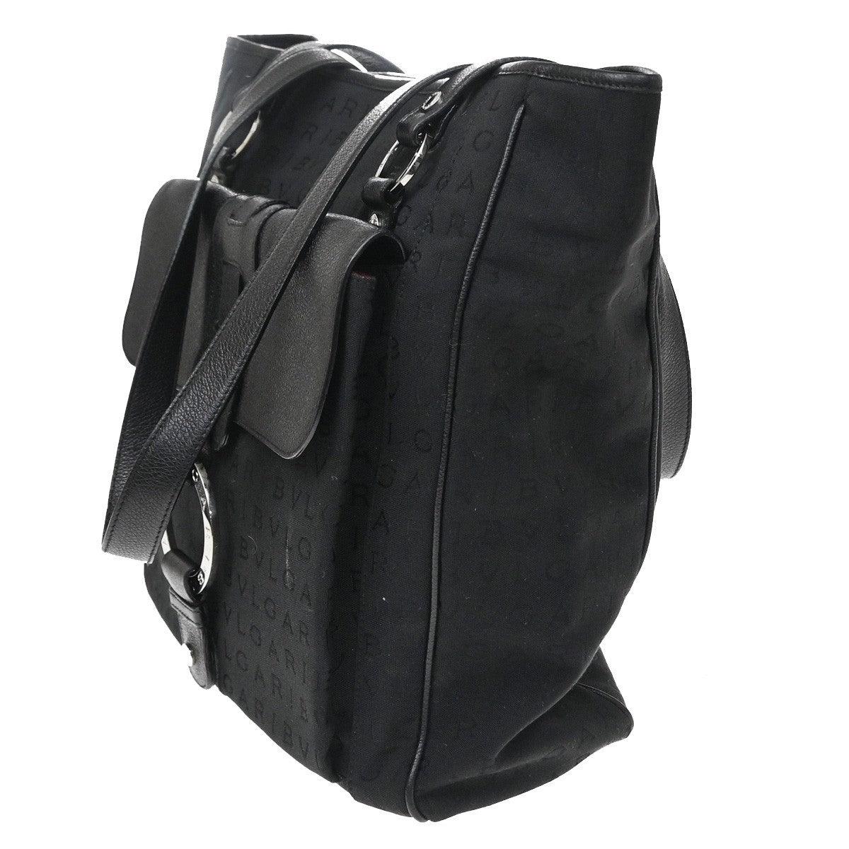 Bvlgari Vintage Canvas, Black, Canvas, Tote Bag