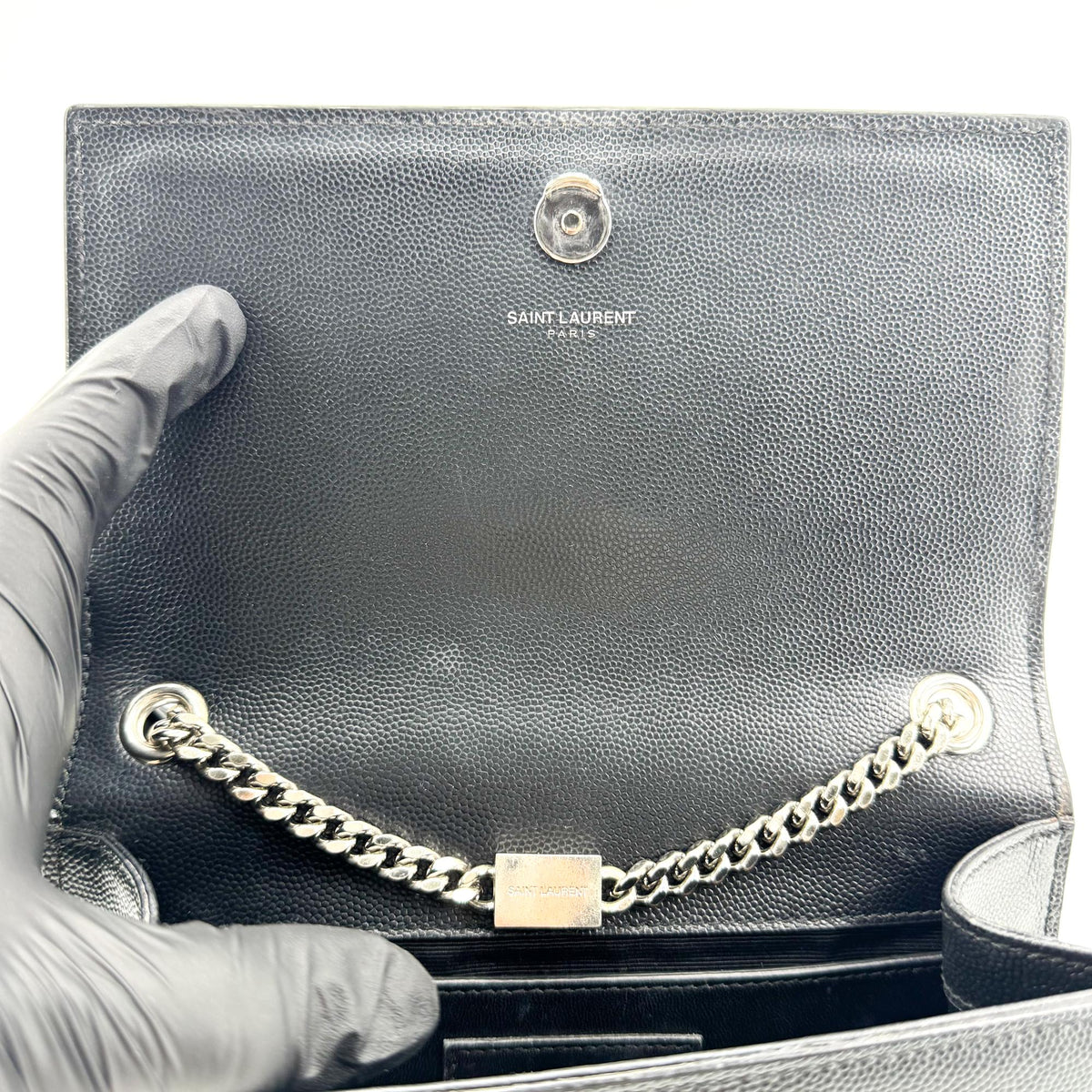 Saint Laurent Classic Monogram Grainy Leather, Black, Leather, Crossbody Bag