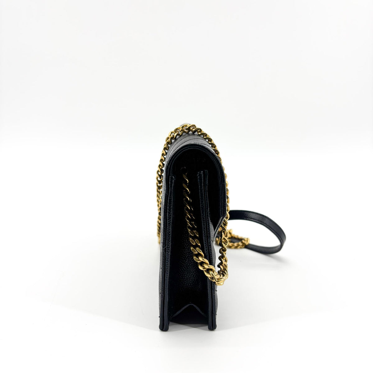 Saint Laurent Bicolor Monogram Leather and Patent, Black, Leather, Wallet