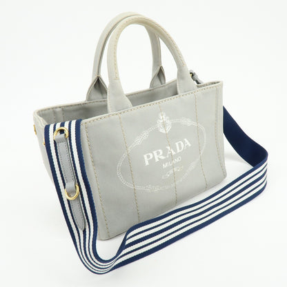 Prada Canapa Convertible Canvas, Gray, Canvas, Tote Bag