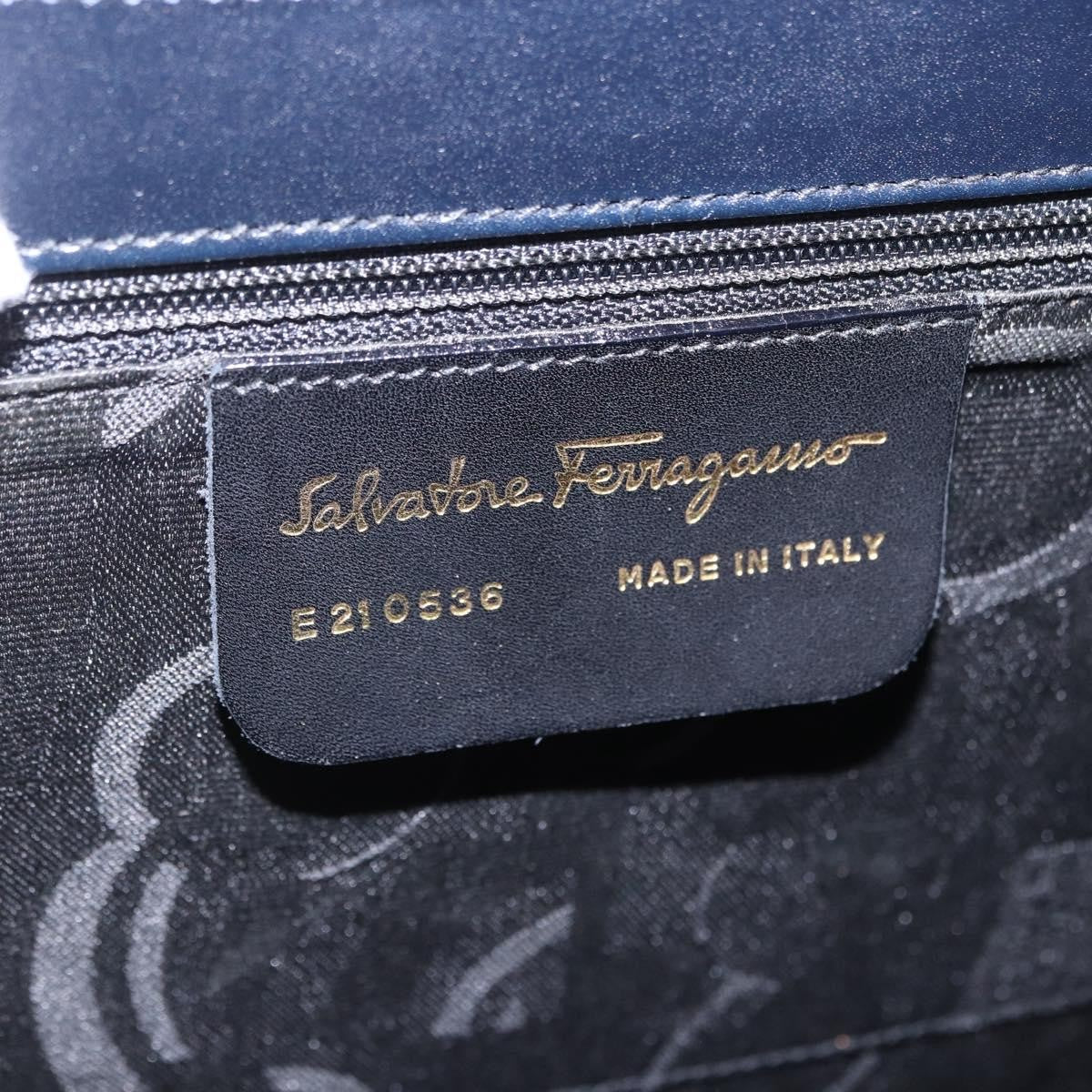 Salvatore Ferragamo Convertible Top Handle Leather, Navy, Leather, Handbag