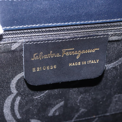 Salvatore Ferragamo Convertible Top Handle Leather, Navy, Leather, Handbag