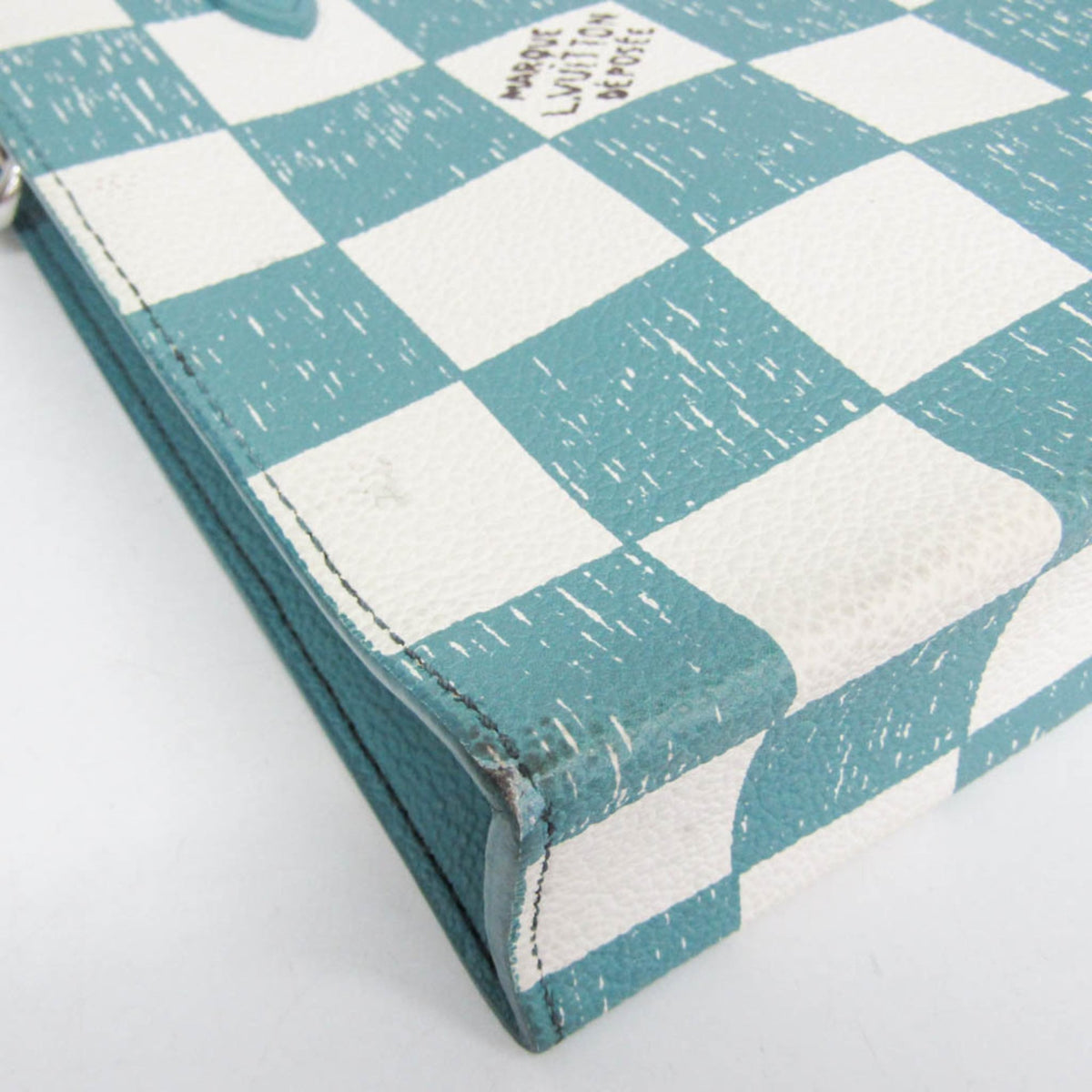 Louis Vuitton Sac Plat Limited Edition Marque Deposee Damier Giant, Turquoise, Canvas, Handbag