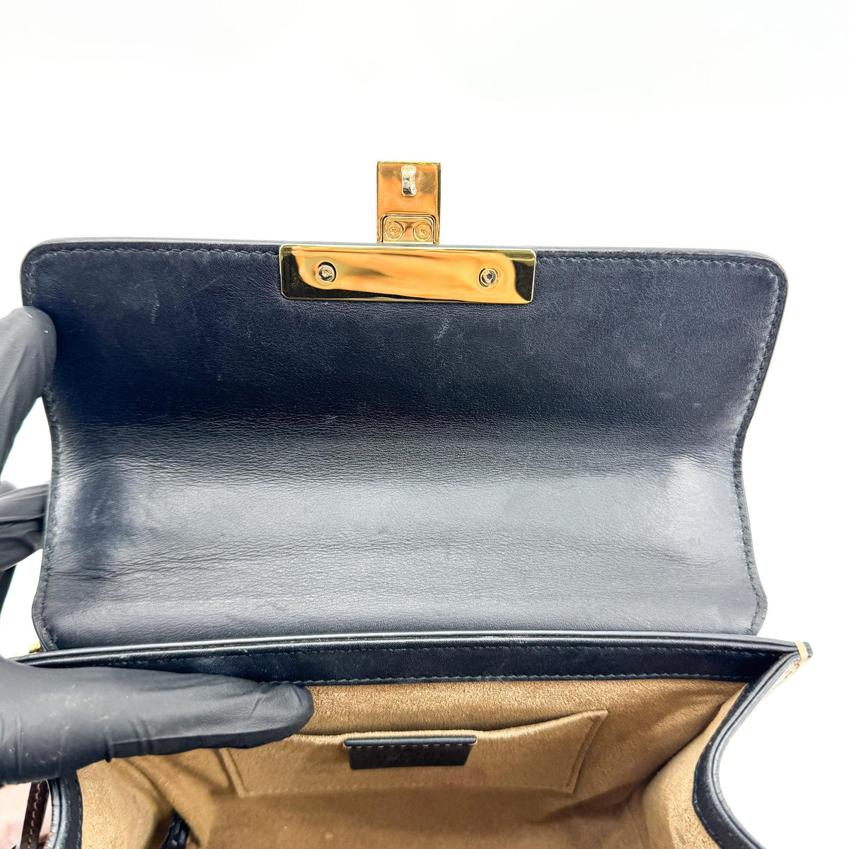 Gucci Padlock Clutch GG Canvas and Leather, Black, Canvas, Clutch