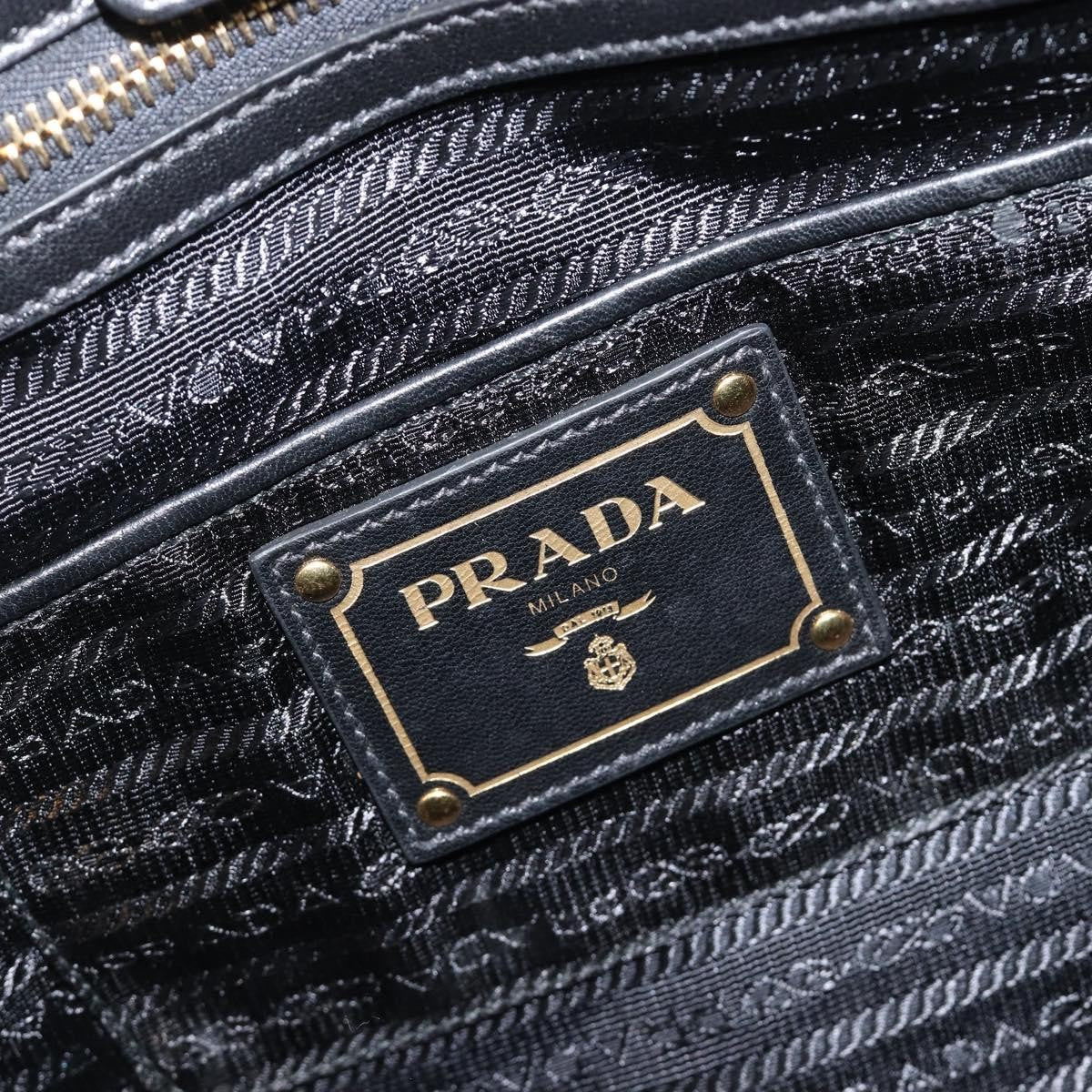 Prada Gaufre Double Zip Convertible Nappa Leather, Black, Leather, Tote Bag