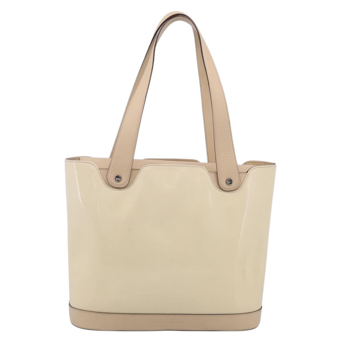 Salvatore Ferragamo Vintage Patent Leather, Beige, Patent Leather, Shoulder Bag