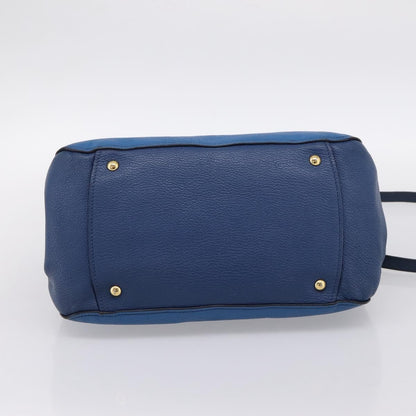 Miu Miu Madras Bowler Leather, Blue, Leather, Handbag