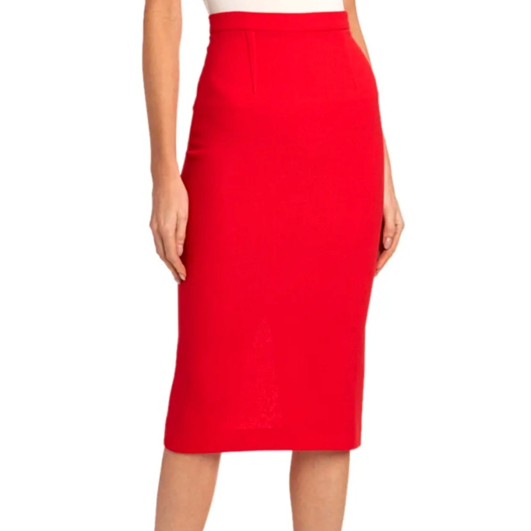 ROLAND MOURET Wool Midi Pencil Skirt