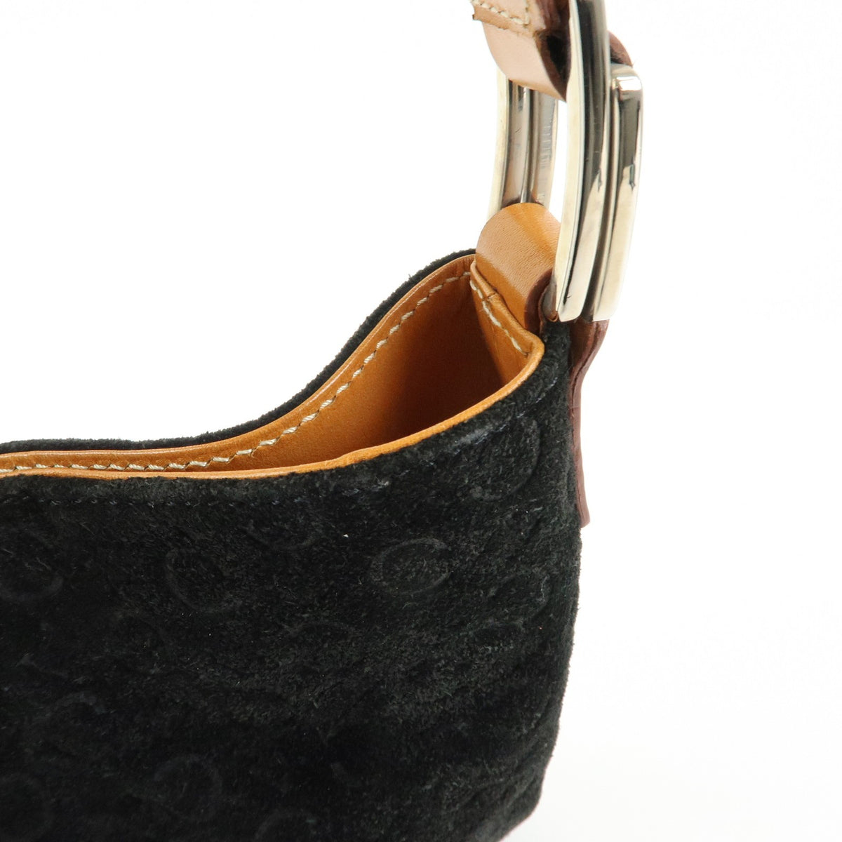 Celine C Macadam Shoulder Suede, Black, Suede, Handbag